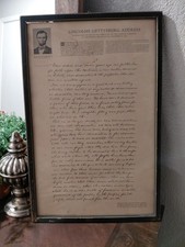 Vintage Lincoln Gettysburg Address Framed Facsimile Handwritten Script Poster picture