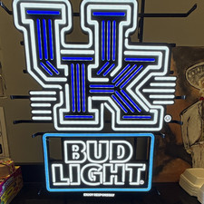 Bud Light University of Kentucky UK Lighted Bar Beer Sign Blue White picture