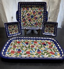 Tableware Set (4) Traditional Hand painted Ceramic West Bank, Floral Motifs picture