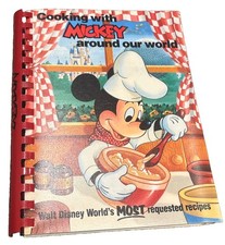 Vintage 1986 Cooking with Mickey Around Our World Walt Disney Cookbook VG picture