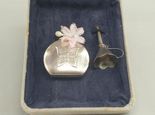 Vintage ARI D Norman Sterling Silver Perfume Bottle Flask Butterfly Original Box picture