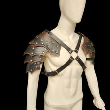 Medieval Genuine Leather Pauldrons For LARP  Original Leather Fathers day gift picture