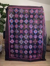 Handmade Contemporary Quilt 84x64 Bright Folk Dance Patchwork picture