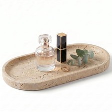 YKAJO Yellow Travertine Oval Marble Tray, 9.8x4.7 Vanity Perfume Organizer | ... picture