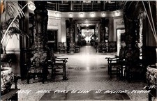 Vintage St Augustine, Florida Ponce De Leon Hotel Lobby Real Photo Postcard picture