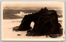 Land's End Enys Dodman Rock Arch Lighthouse RPPC Postcard c1910s England E129 picture