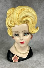 VTG 1960s Ceramic Lady Head Vase Large 9