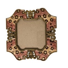 Vintage Collette ET Cia Pink Enameled Czech Crystals Miniature 3x3 Photo Frame picture
