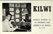 Vintage 1964 Wendell Boyden, Jr. K1LWI Ham Radio QSL Card Postcard To Navy Ship picture