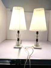 Vintage Mid Century Stacked Glass Marble Table Lamps Pair Leviton Boudoir MCM picture
