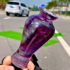 322G Natural Beautiful Colours Fluorite Crystal Carving vase Healing picture