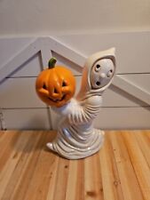 Vintage Halloween Ceramic light Up Base  Ghost Pumpkin 1981 - Light NOT Included picture