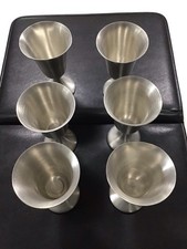 6-Piece Stainless Steel Metal Shot Glass Set, Silver Tone Small Goblets picture