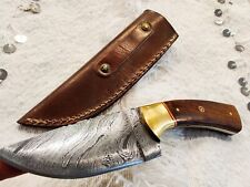 HAND forged Damascus steel KNIFE hunting ROSE wood &brace handle, small mosaic, picture