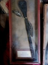 **AWESOME  OLD NATIVE AMERICAN HAND MADE  SHAMAN  RATTLE MUSEUM PIECE FRAMED** picture