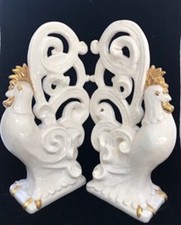 Rare 1930's Vintage Porcelain Roosters - Decorated with Gold Accents picture