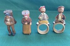 Vintage Hand‑Carved Wooden Folk Art Figurines – Lot of 4 – 4