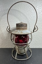 Antique A.T.&S.F.RY Etched Red Globe Dressel Railroad Lantern SANTA FE Railway picture