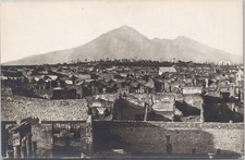 RPPC Postcard Pompeii, Italy Ruins with Mt. Vesuvius In the Background picture