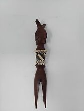 Vintage Pacific Solomon Islands Tribal Ritual Wooden Item  w/woven handl picture