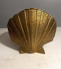 Stunning Vintage ANDREA By SADEK Brass Scallop Shell Planter Vessel Vase picture
