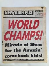 New York Post Newspaper Mets October 28 1986 Miracle at Shea for Comeback Kids picture