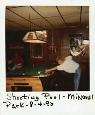 Vintage 1990s Polaroid Photo Man Shooting Pool Mineral Park Caption #5 picture