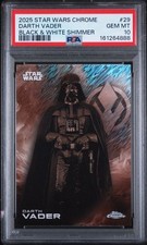 2025 TOPPS STAR WARS CHROME DARTH VADER BLACK & WHITE SHIMMER #29 PSA 10 picture