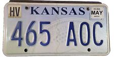 Kansas 2020 License Plate #465 AOC - Alexandria Ocasio Cortez?? (Craft Grade) picture
