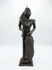 Vintage Mexican Punched Tin Knight Statue 17.5