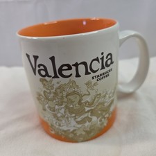 STARBUCKS Coffee VALENCIA Mug 16 oz Global Icon Series Tan & Orange picture