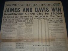 1938 NOVEMBER 9 PHILADELPHIA RECORD NEWSPAPER - JAMES & DAVIS WIN - NT 7331 picture