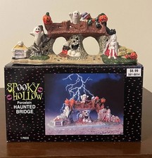 VTG 2001 Spooky Hollow Porcelain Haunted Ghost Bridge Halloween Decor Accessory picture