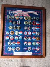 1896 - 1988 Framed Presidential Campaign Button Set *with competing candidates* picture