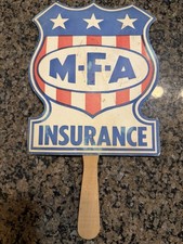 Vintage MFA Insurance Advertising Hand Fan Columbia Missouri Shield Logo MCM picture
