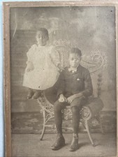 ANTIQUE  AFRICAN AMERICAN Brother And Sister  EDWARDIAN Cabinet Card Photograph picture