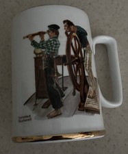 NORMAN ROCKWELL “River Pilot”Collectible Mug With Gold Trim-1985 picture