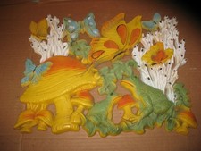 Vintage Retro 1970's Homco Mushroom Butterfly Frog Plastic Wall Plaque picture