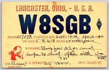 1940 Lancaster Ohio W8SGB Ham Radio QSL Card - W7FTX QSO - Vintage Postcard D446 picture