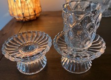 Vtg 1990s PartyLite Quilted Crystal Votive Candle Holders 1 Votive Hold Missing picture