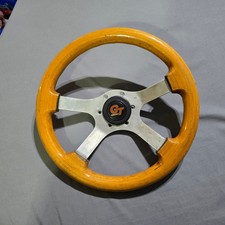 Grant GT Steering Wheel 13 in Men Wood Grain Silver Vintage Made in Italy 80's picture