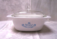 RARE VINTAGE 1961-66 CORNINGWARE BLUE FLOWER B-25 2.5 QUART BUFFET SERVER USED picture
