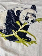 VTG 70'S REYNOLDS YARN INC. PANDA BEAR R-623 1974 FINISHED CREWEL WALL ART picture