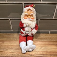 Vintage 1950's Rubber Face SANTA CLAUS Ornament Figure 7” Japan RARE picture