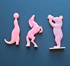 Vintage Cracker Jack Premium Pink Plastic Animals Lot of 3 picture