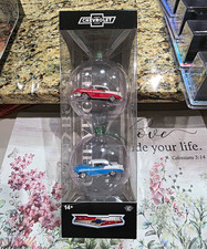 M2 Chevrolet Christmas Bel Air Clear Ball Car Ornaments 2pc Set Hanging Deco picture