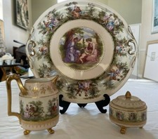 Haas & Czjzek in Schlaggenwald Royal Vienna Decorative Plate,Sugar & Creamer Set picture