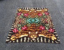 Antique Chase Horsehair Tiger Skin Lap Buggy Sleigh Lap Blanket Throw 62”x53” picture
