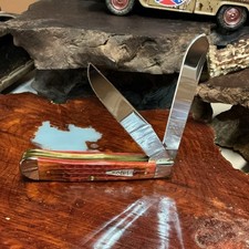Case XX Burnt Bacon Bone Corn Cob Jig Trapper Pocketknife picture