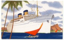 Matson Lines Luxury Ocean Liner Matsonia Ship Postcard picture